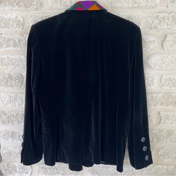 Vintage Escada Margaretha Ley black velvet jacket double breasted L 40 80s 90s - Picture 8 of 8